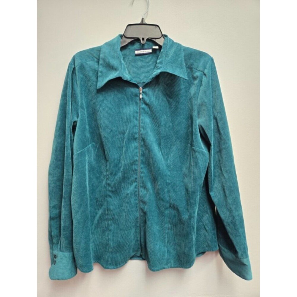 Croft & Barrow Jacket Womens XL Green Corduroy Full Zip Blazer Academia Shacket